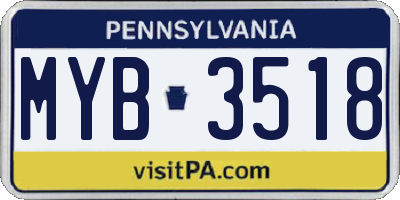 PA license plate MYB3518