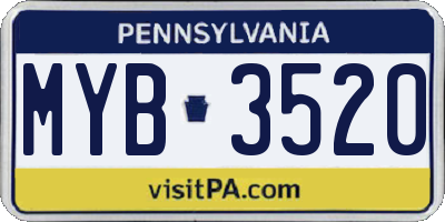 PA license plate MYB3520