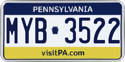 PA license plate MYB3522