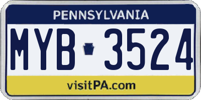 PA license plate MYB3524