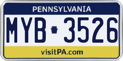 PA license plate MYB3526