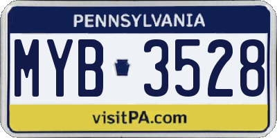 PA license plate MYB3528