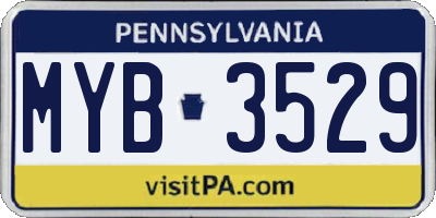 PA license plate MYB3529