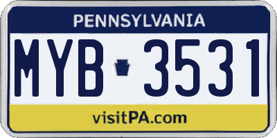 PA license plate MYB3531