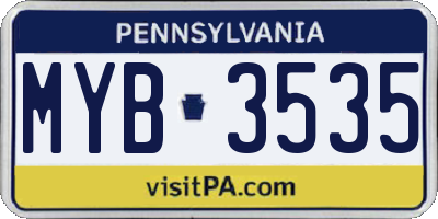 PA license plate MYB3535