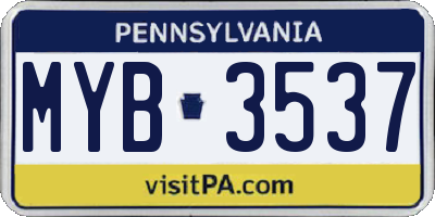 PA license plate MYB3537