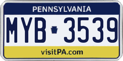 PA license plate MYB3539