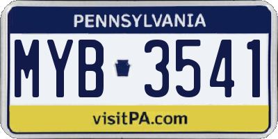 PA license plate MYB3541