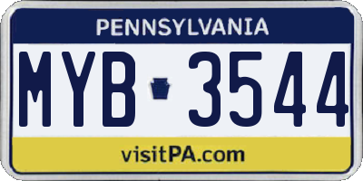 PA license plate MYB3544