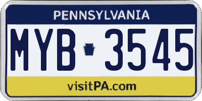 PA license plate MYB3545