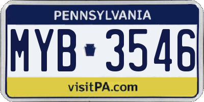 PA license plate MYB3546