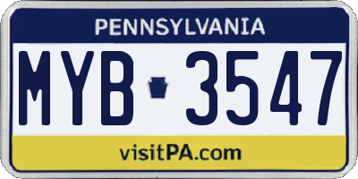 PA license plate MYB3547