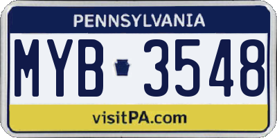 PA license plate MYB3548
