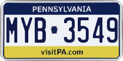 PA license plate MYB3549