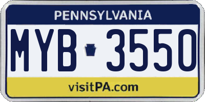 PA license plate MYB3550