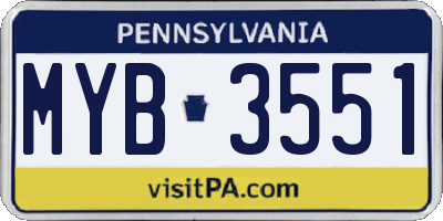 PA license plate MYB3551