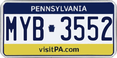 PA license plate MYB3552