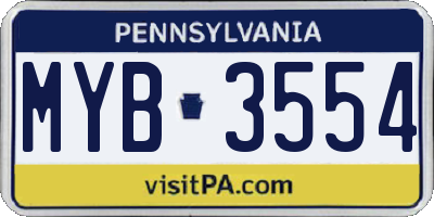 PA license plate MYB3554
