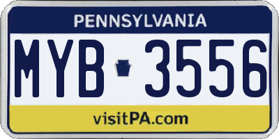 PA license plate MYB3556