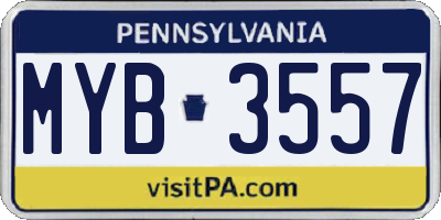 PA license plate MYB3557