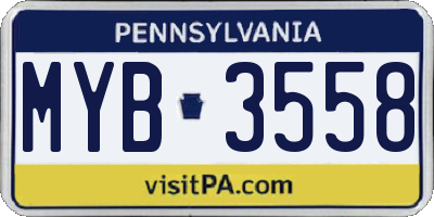PA license plate MYB3558