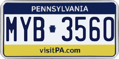 PA license plate MYB3560