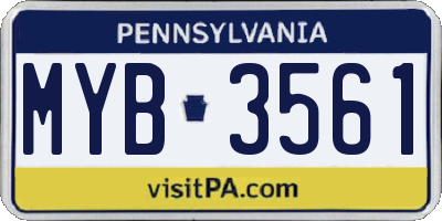 PA license plate MYB3561
