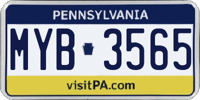 PA license plate MYB3565