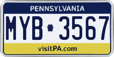 PA license plate MYB3567