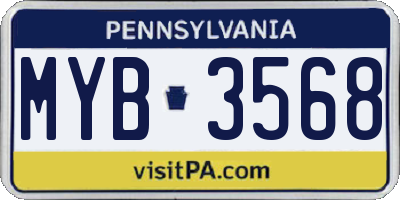 PA license plate MYB3568