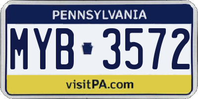 PA license plate MYB3572