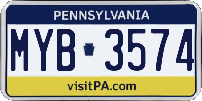 PA license plate MYB3574