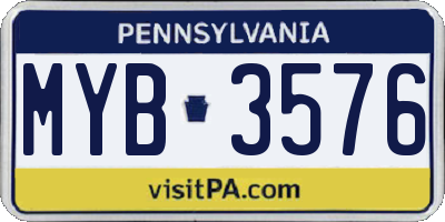 PA license plate MYB3576