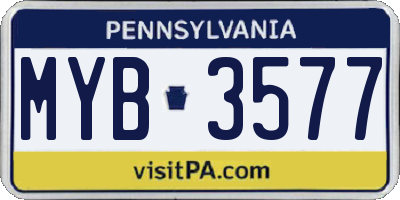 PA license plate MYB3577