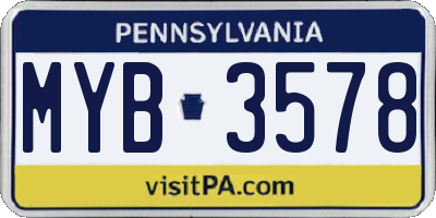 PA license plate MYB3578