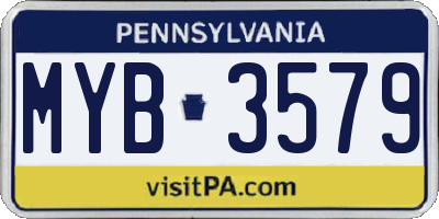 PA license plate MYB3579