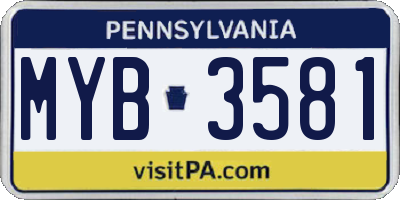 PA license plate MYB3581