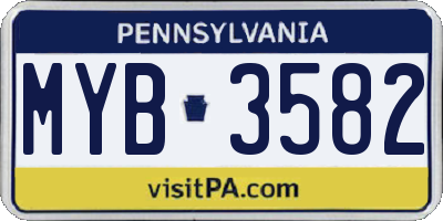 PA license plate MYB3582