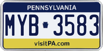 PA license plate MYB3583
