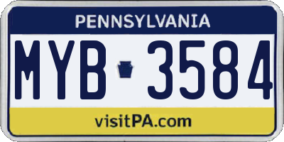 PA license plate MYB3584