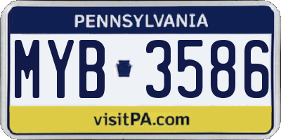 PA license plate MYB3586