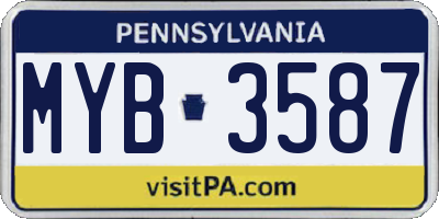 PA license plate MYB3587