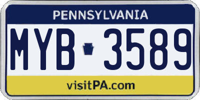 PA license plate MYB3589