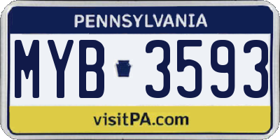 PA license plate MYB3593