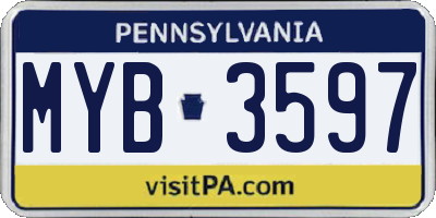 PA license plate MYB3597