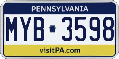 PA license plate MYB3598