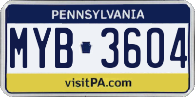 PA license plate MYB3604