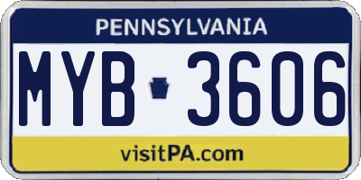 PA license plate MYB3606