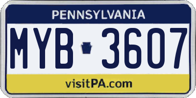 PA license plate MYB3607