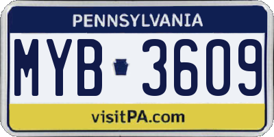 PA license plate MYB3609